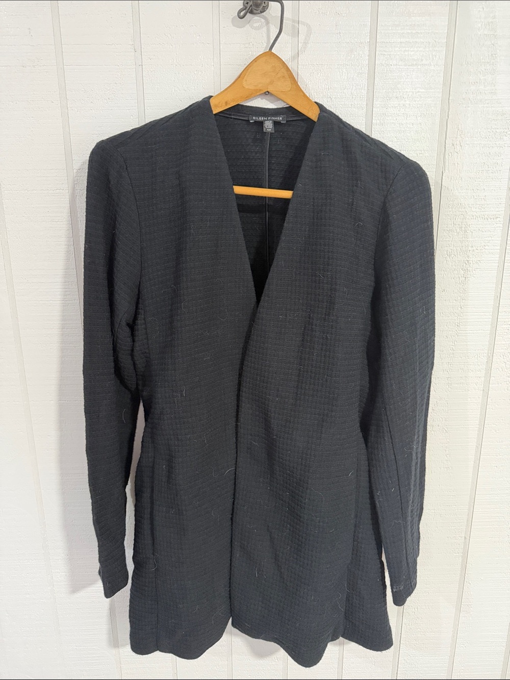 Eileen Fisher Black Open-Front Lightweight Jacket